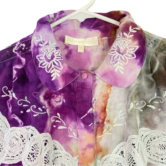 LoveShackFancy Tie Dye Button Down Shirt Women Size XS Crop Top Love Shack Fancy - Picture 5 of 12